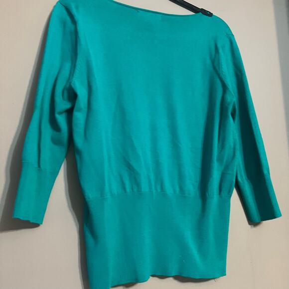 August Silk Women's Green Knit Sweater, Black Sequin Collar & 3/4 Sleeves, Large - Picture 12 of 12